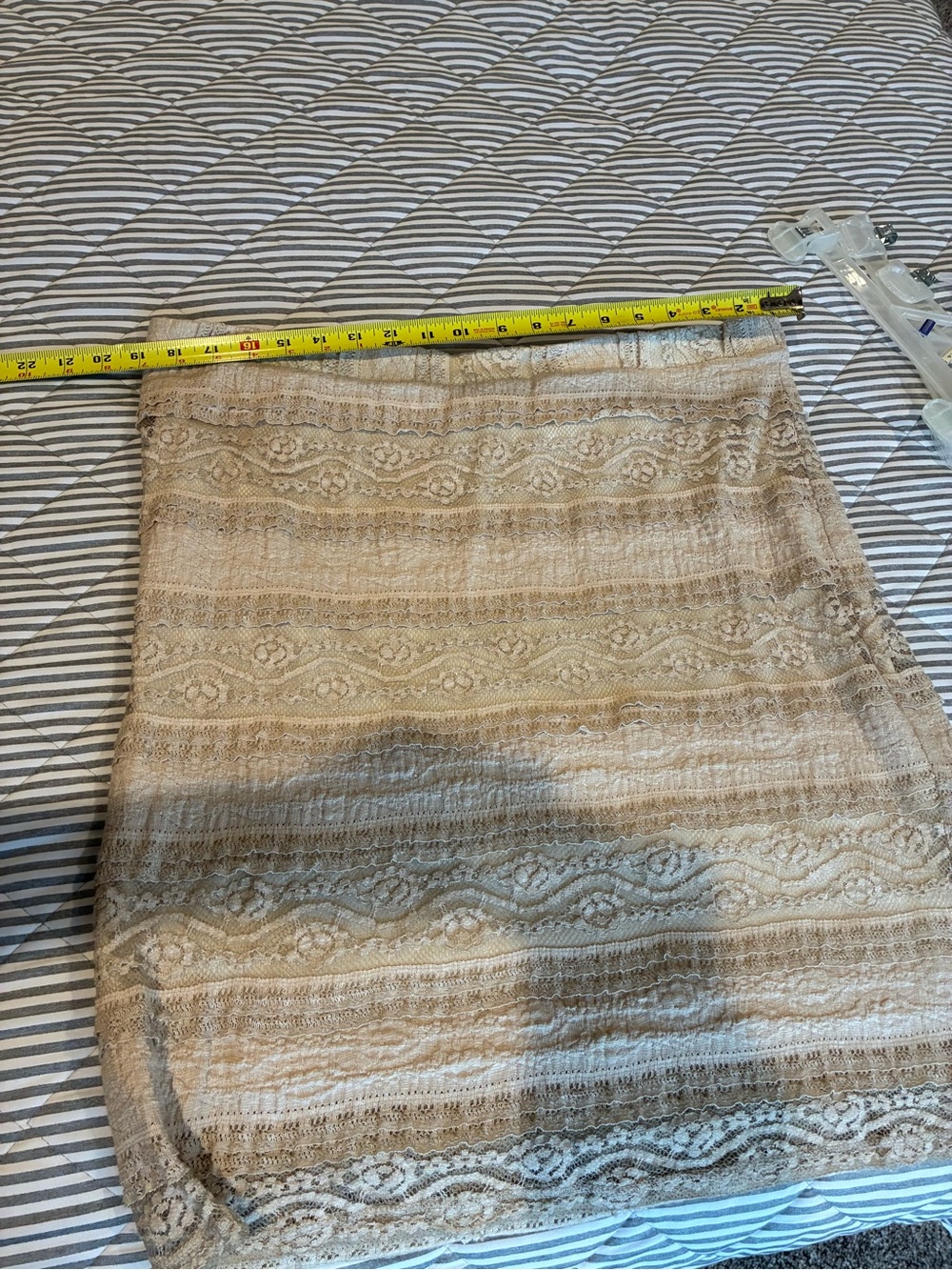 Maurices Beige Lace-Striped Pencil Skirt